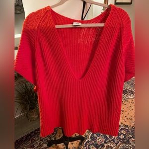 CAbi Red Off-the-Shoulder Sweater